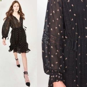 Ulla Johnson Myna Embroidered Dress 2 Black Floral Boho